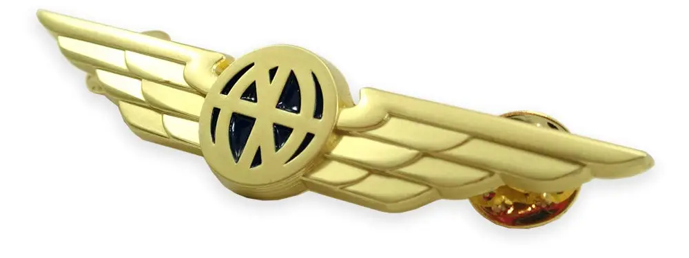 Luso Aviation Pilot Wings Lapel Pin Gold Satin Finish with Navy Blue Enamel | Metal Alloy Construction - view 2