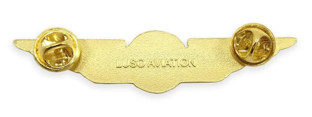 Luso Aviation Pilot Wings Lapel Pin Gold Satin Finish with Navy Blue Enamel | Metal Alloy Construction - view 3