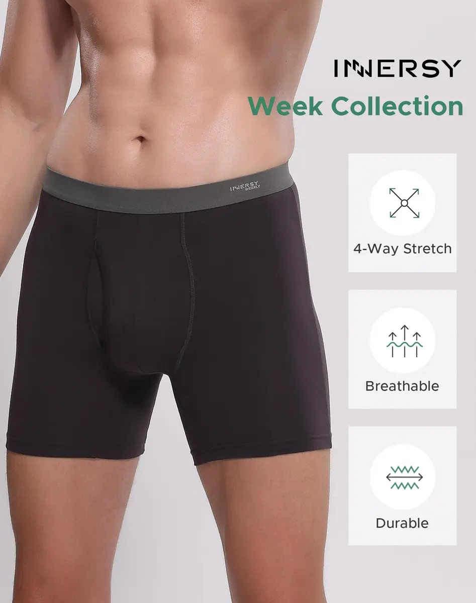 INNERSY Men's Cotton Boxer Briefs 7-Pack | Mid Rise, X-Large, 618g (21.8 oz) - view 3