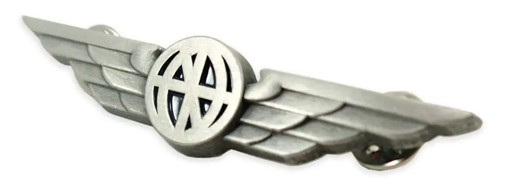Luso Aviation Pilot Wings Lapel Pin Silver Satin Finish with Navy Blue Enamel | Metal Alloy Construction 7.4cm (2.9") - view 2