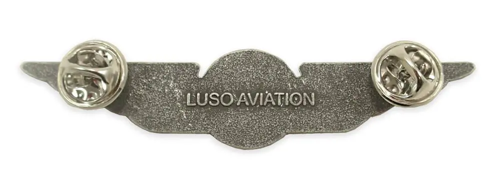 Luso Aviation Pilot Wings Lapel Pin Silver Satin Finish with Navy Blue Enamel | Metal Alloy Construction 7.4cm (2.9") - view 3