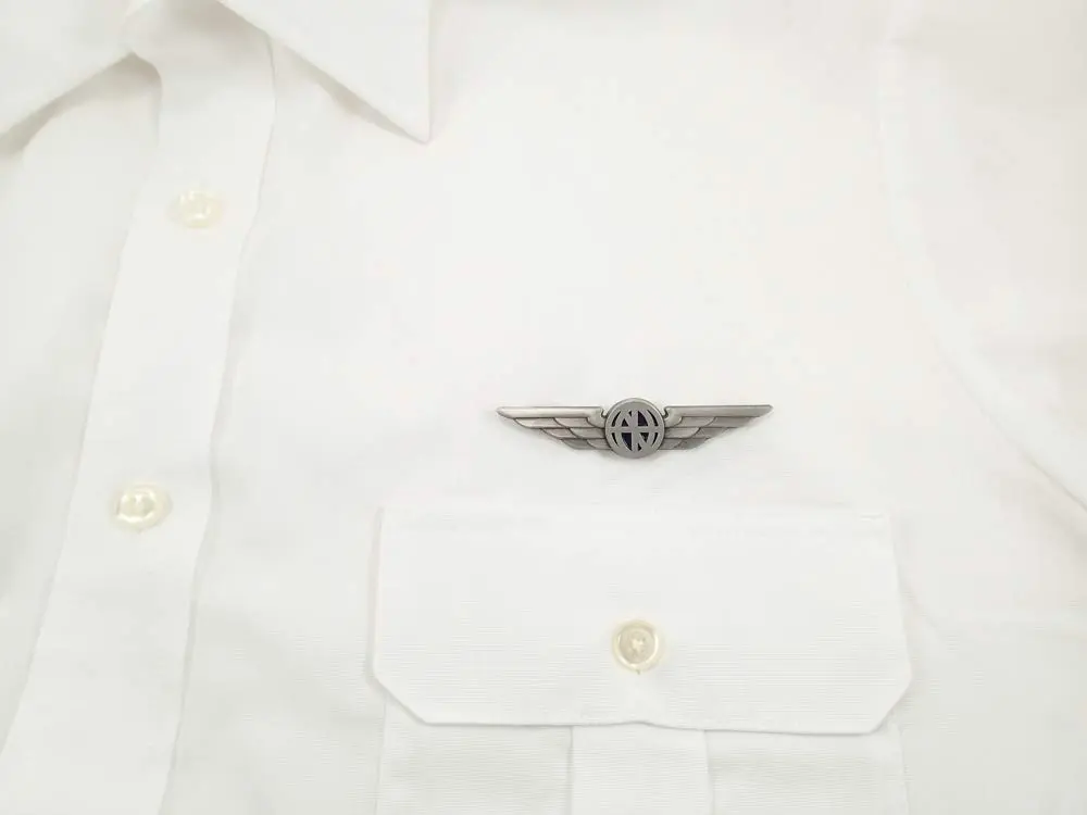 Luso Aviation Pilot Wings Lapel Pin Silver Satin Finish with Navy Blue Enamel | Metal Alloy Construction 7.4cm (2.9") - view 4