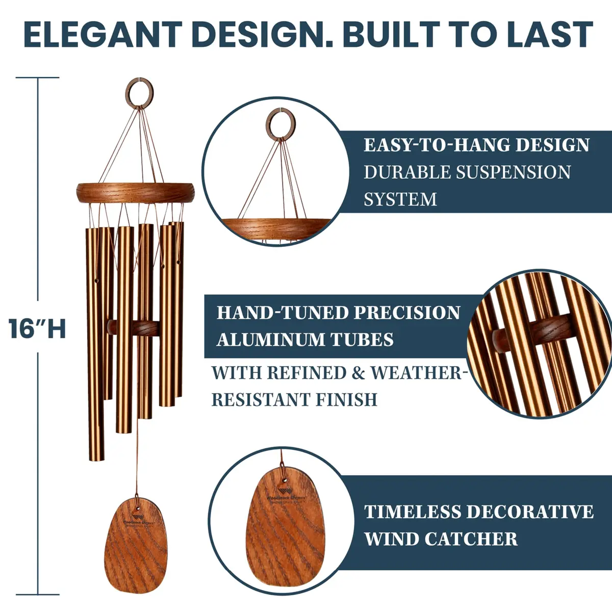 Woodstock Wind Chimes Amazing Grace Chime Wind Chime Inspirational Memorial Gifts 16" Bronze - view 7