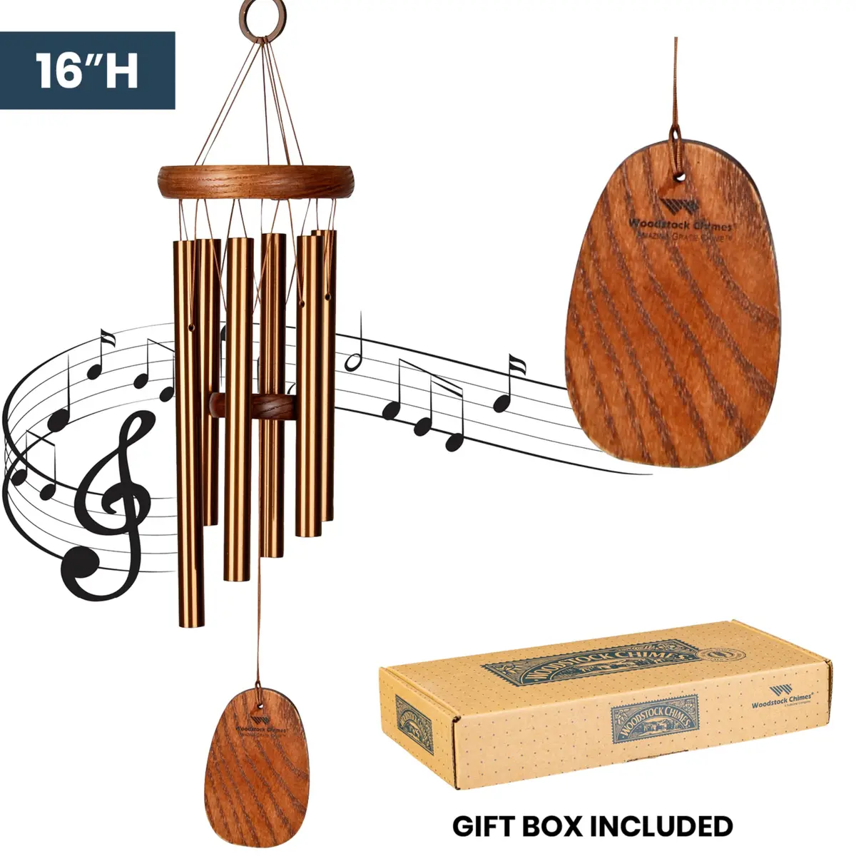 Woodstock Wind Chimes Amazing Grace Chime Wind Chime Inspirational Memorial Gifts 16" Bronze - view 3