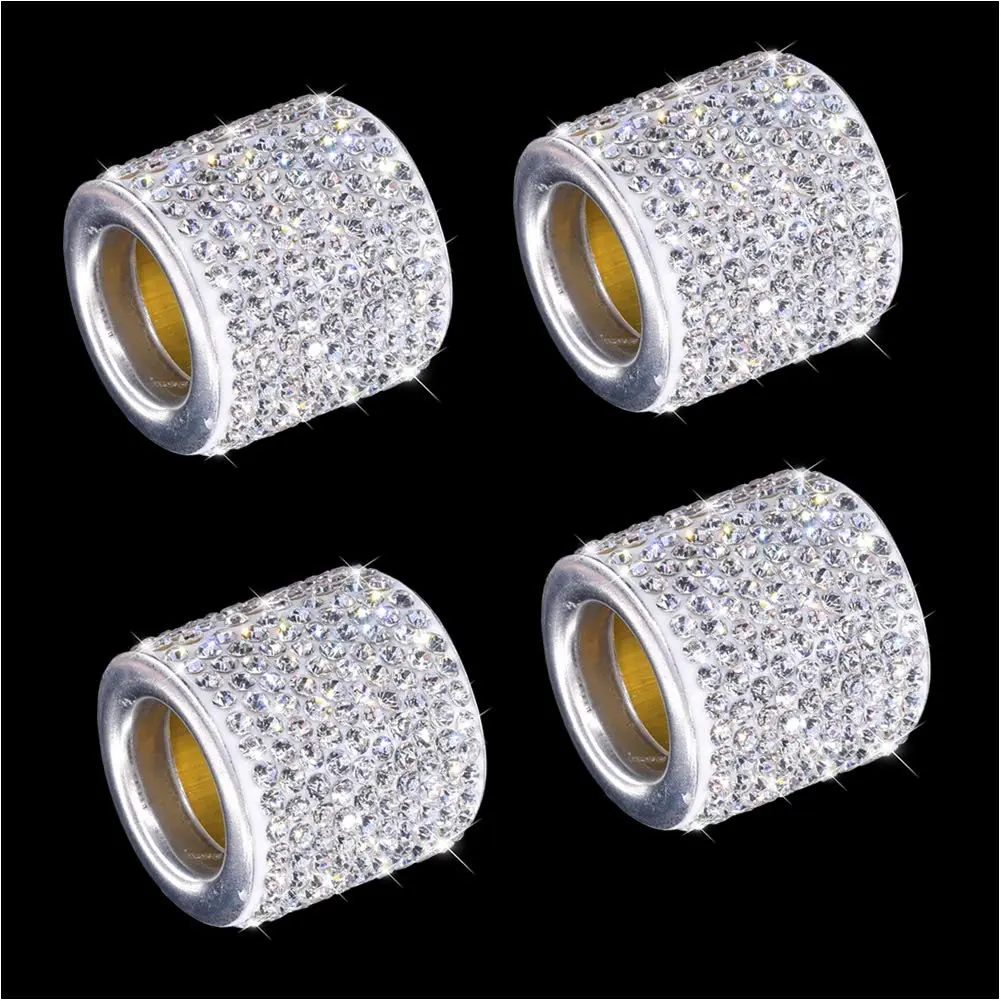FEENM White 4 Pack Vehicle Seat Cover Accessories | Diamond Rhinestone Headrest Collars for Car Interior (70-120 chars) - view 5