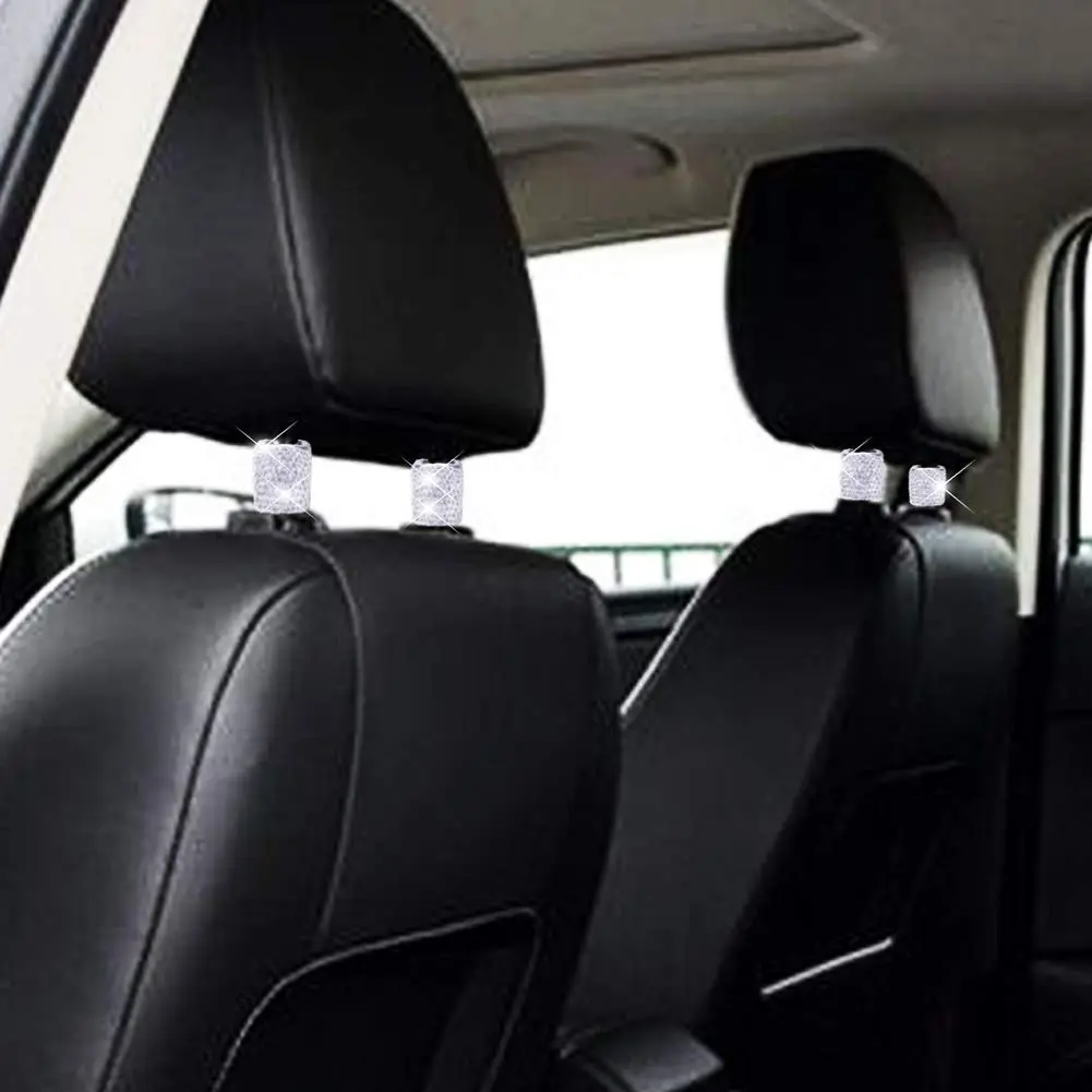 FEENM White 4 Pack Vehicle Seat Cover Accessories | Diamond Rhinestone Headrest Collars for Car Interior (70-120 chars) - view 6