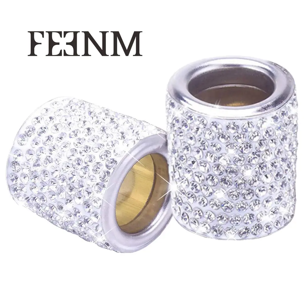 FEENM White 4 Pack Vehicle Seat Cover Accessories | Diamond Rhinestone Headrest Collars for Car Interior (70-120 chars) - view 4
