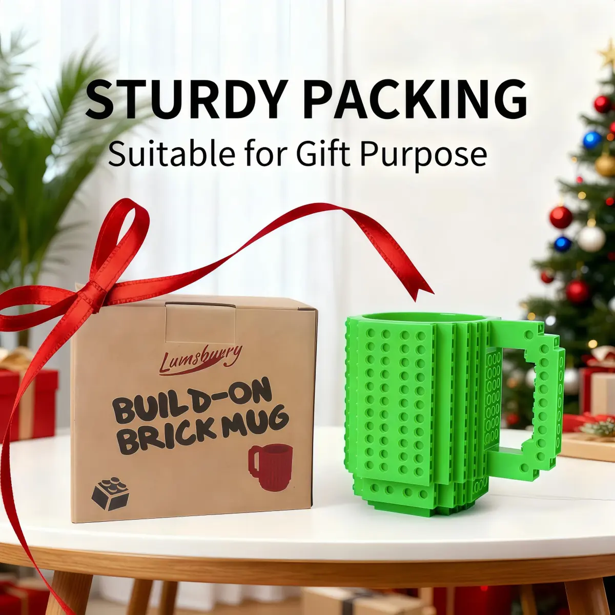 Lumsburry Build-on Brick Coffee Mug Green 350ml (11.8 Fl Oz) | Fun DIY Novelty Cup for Kids & Adults - view 7