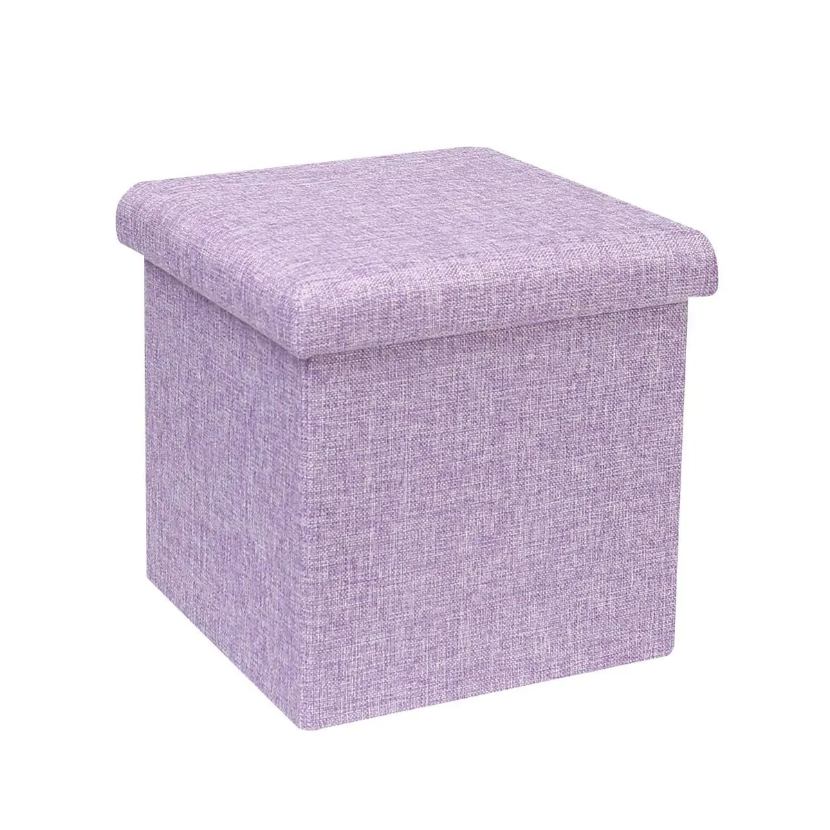 B FSOBEIIALEO Storage Ottoman Cube 11.8" Linen Light Purple | Space-Saving Foldable Footrest - main product image