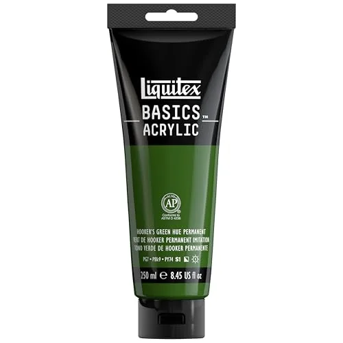 Liquitex BASICS Acrylic Paint, 250ml (8.5-oz) Tube, Hooker’s Green Hue Permanent | Archival Quality - main product image