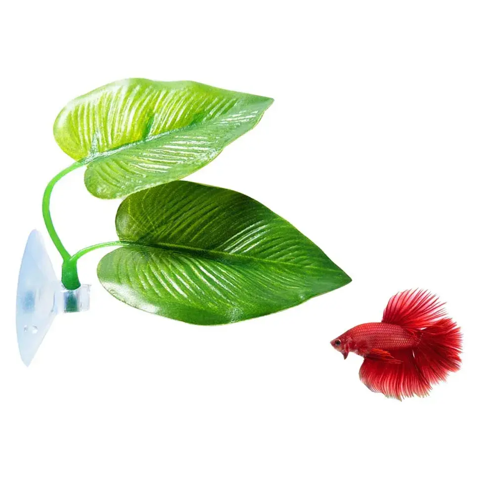 CousDUoBe Betta Fish Leaf Pad with Sucker | Realistic Style Aquarium Decor (1 Pack) - main product image