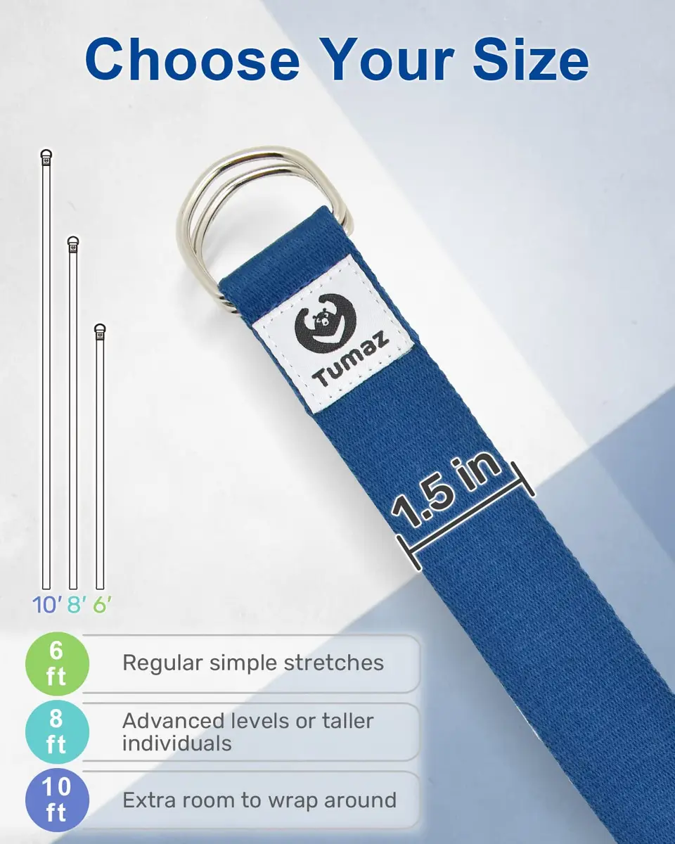 Tumaz Yoga Strap for Stretching with Adjustable D-Ring, 10 Feet | Durable, Safe & Comfortable for Daily Yoga & Therapy - view 5