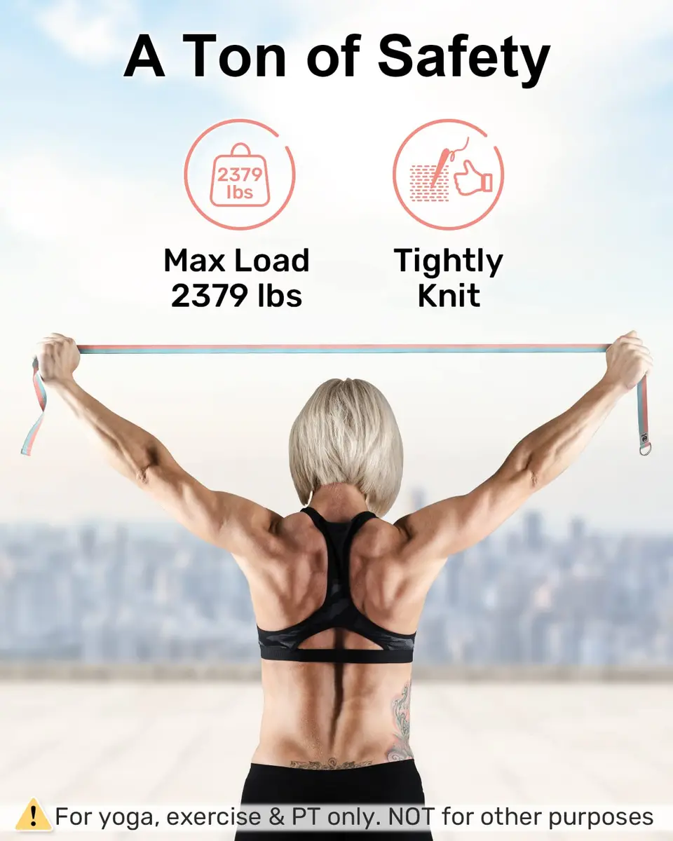 Tumaz Yoga Strap for Stretching with Adjustable D-Ring, 10 Feet | Durable, Safe & Comfortable for Daily Yoga & Therapy - view 6