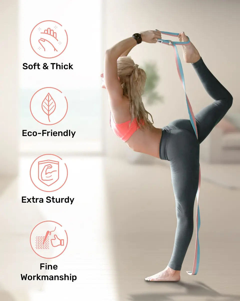 Tumaz Yoga Strap for Stretching with Adjustable D-Ring, 10 Feet | Durable, Safe & Comfortable for Daily Yoga & Therapy - view 3