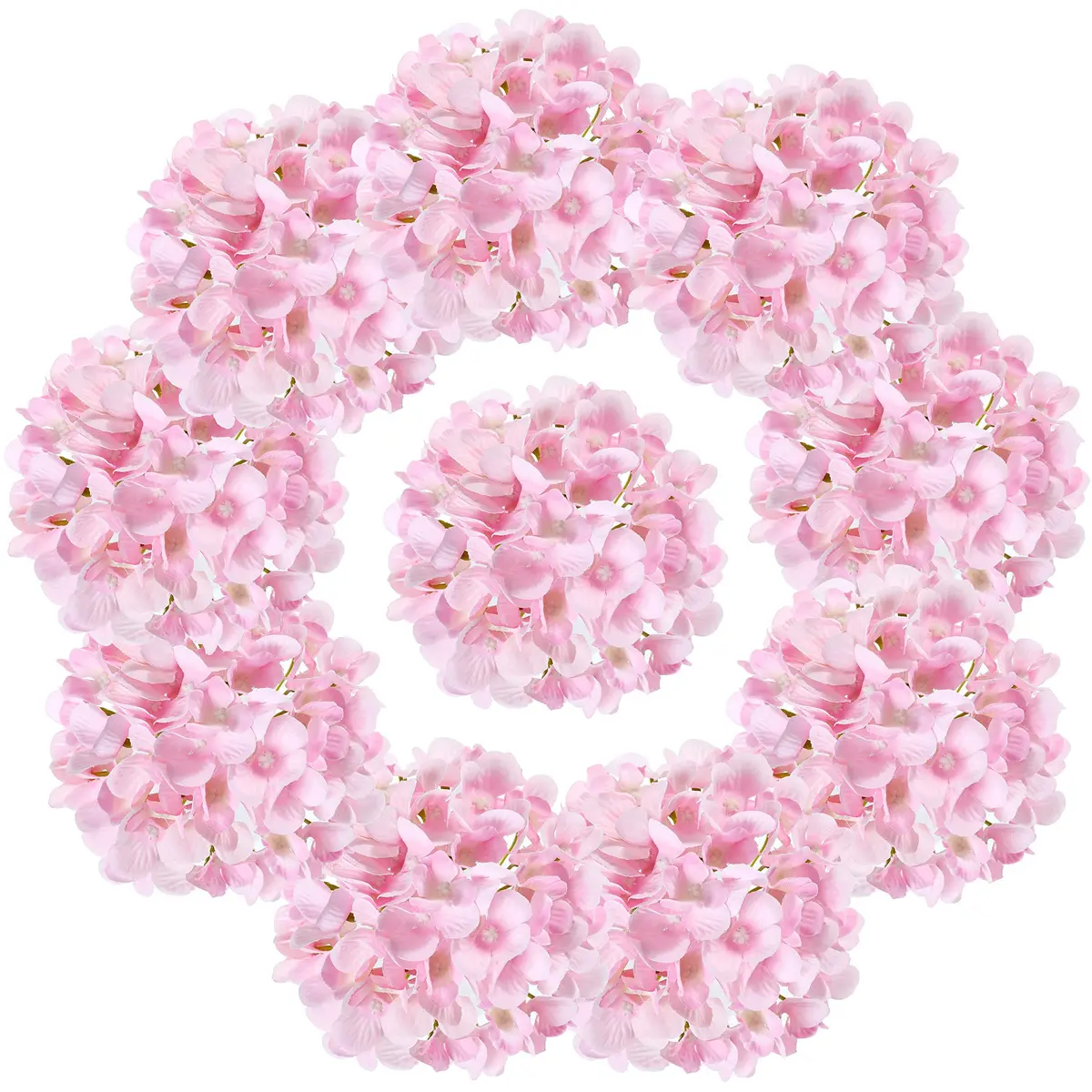 LUSHIDI Silk Hydrangea Heads with Stems 10PCS | Elegant Artificial Flowers for Wedding & Home Decor - main product image