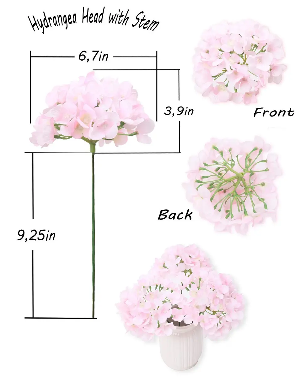LUSHIDI Silk Hydrangea Heads with Stems 10PCS | Elegant Artificial Flowers for Wedding & Home Decor - view 5