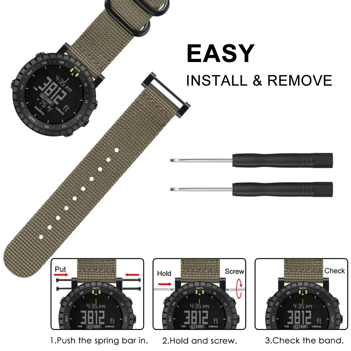 FINTIE Nylon Sport Band Compatible with Suunto Core 24mm (0.94in) | Breathable & Adjustable Replacement Strap - view 5