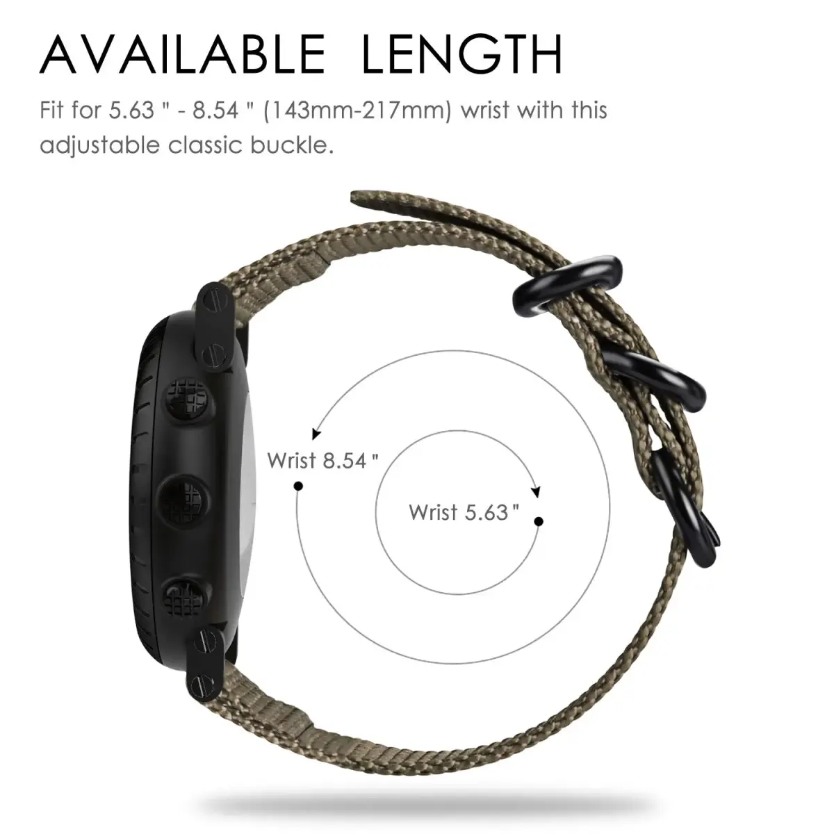 FINTIE Nylon Sport Band Compatible with Suunto Core 24mm (0.94in) | Breathable & Adjustable Replacement Strap - view 6