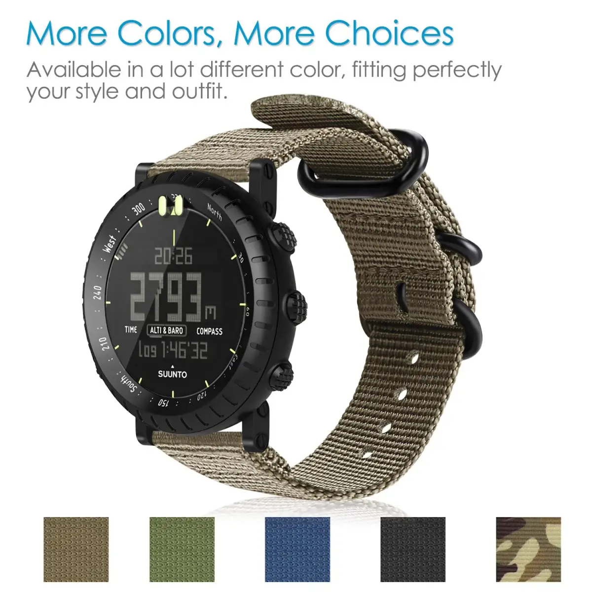 FINTIE Nylon Sport Band Compatible with Suunto Core 24mm (0.94in) | Breathable & Adjustable Replacement Strap - view 7