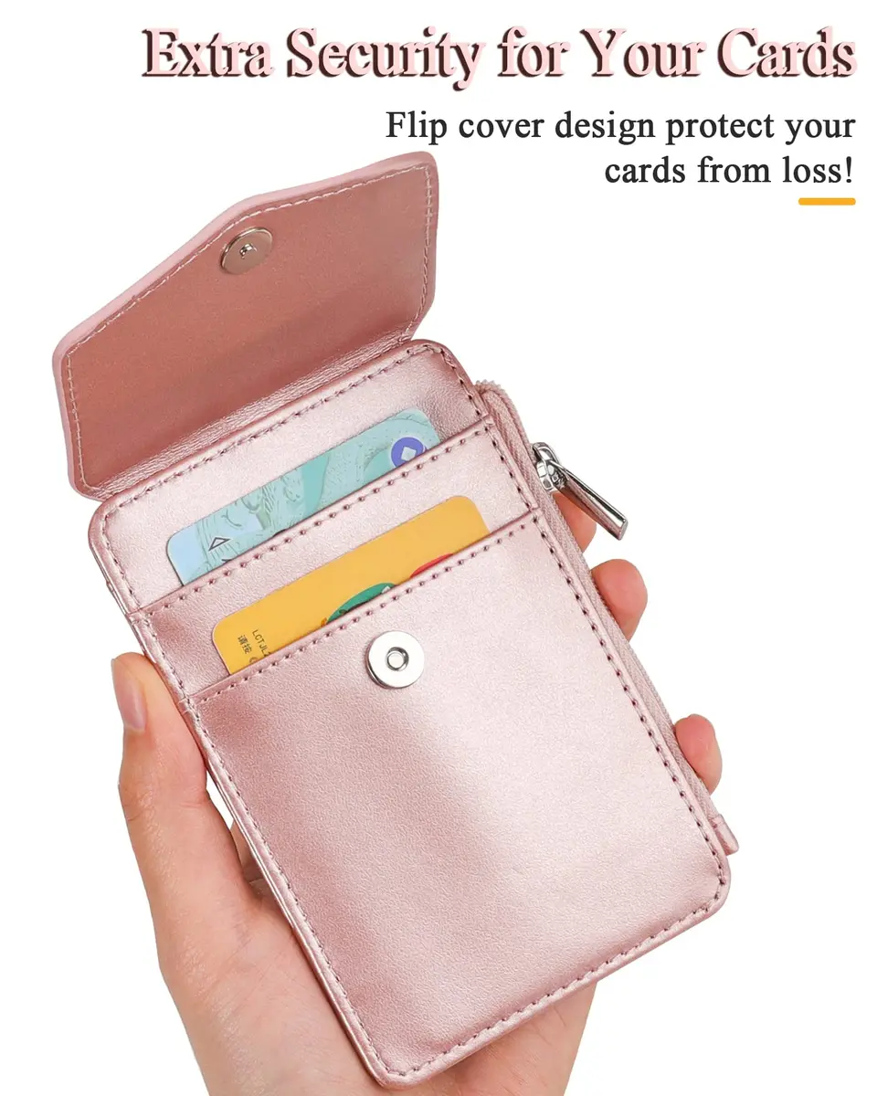 Teskyer Leather ID Badge Holder with Lanyard, Rose Gold | Durable PU Leather Badge Wallet - view 5