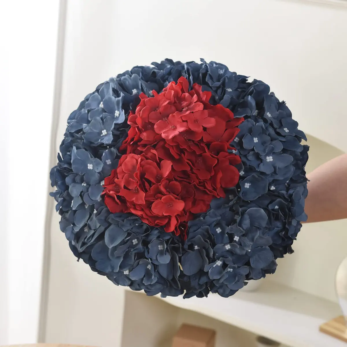 LUSHIDI Red 10PCS Silk Hydrangea Flower Heads with Stems | Realistic Style Artificial Flowers for Decor - view 5
