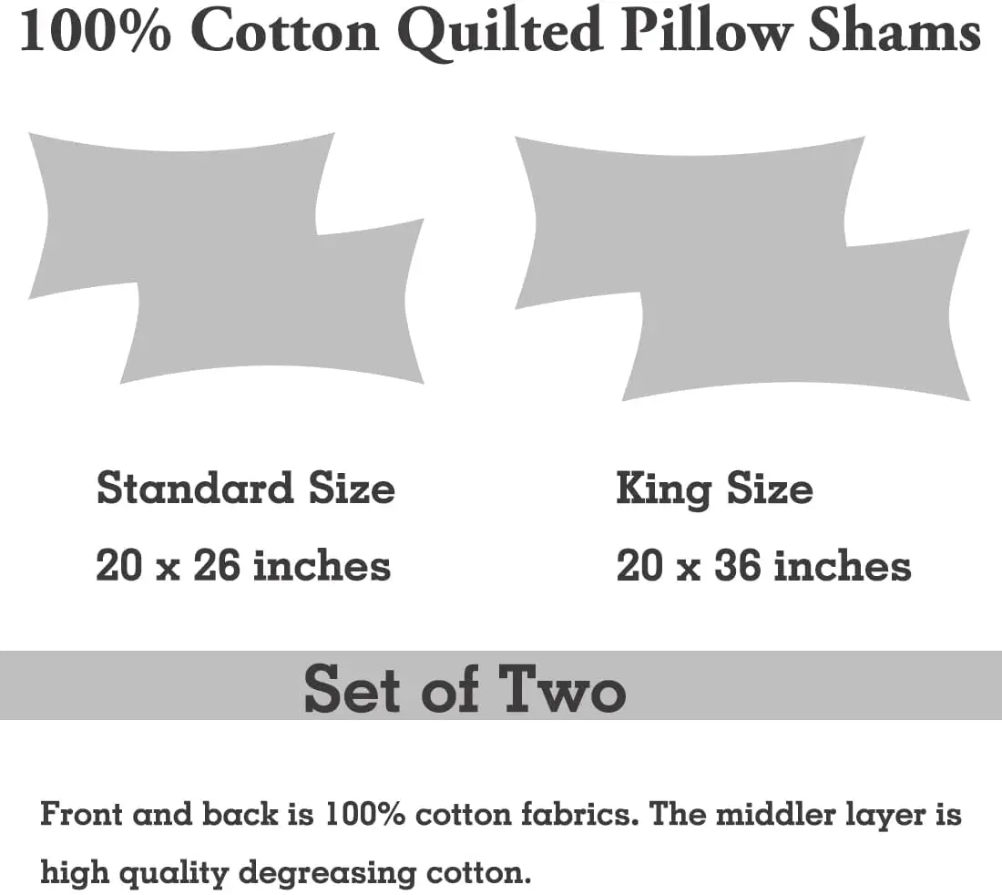 WINLIFE 100% Cotton Quilted Pillow Sham Floral Printed Pillow Cover Sage Green | Standard Size, 20 x 26 Inch - view 7