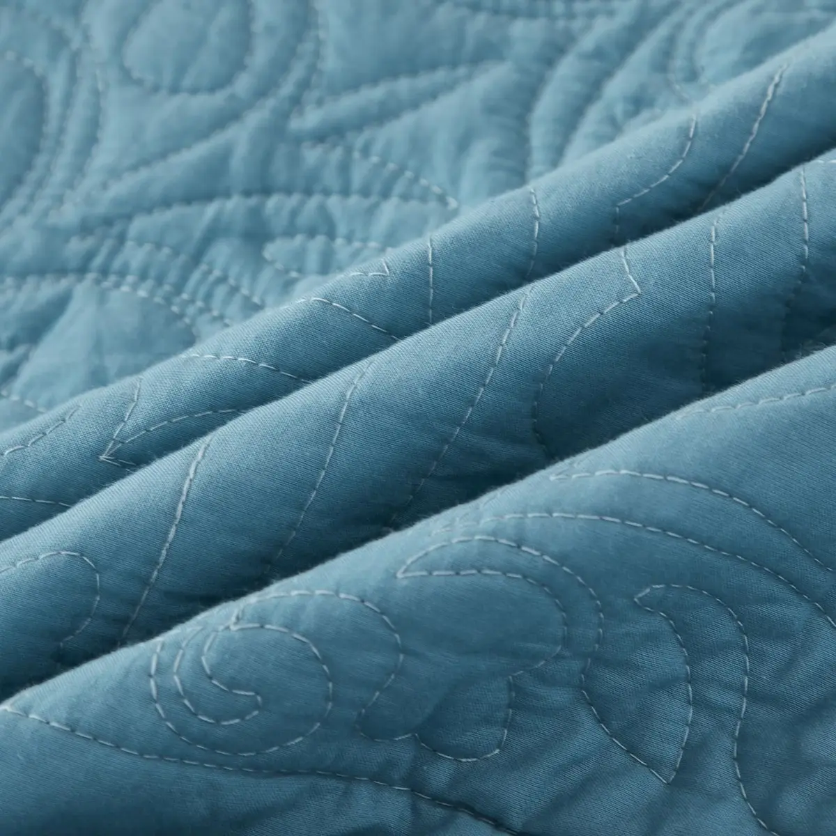 WINLIFE 100% Cotton Quilted Pillow Sham Floral Printed Pillow Cover Standard Size (Mineral Blue) | Breathable & Durable - view 6
