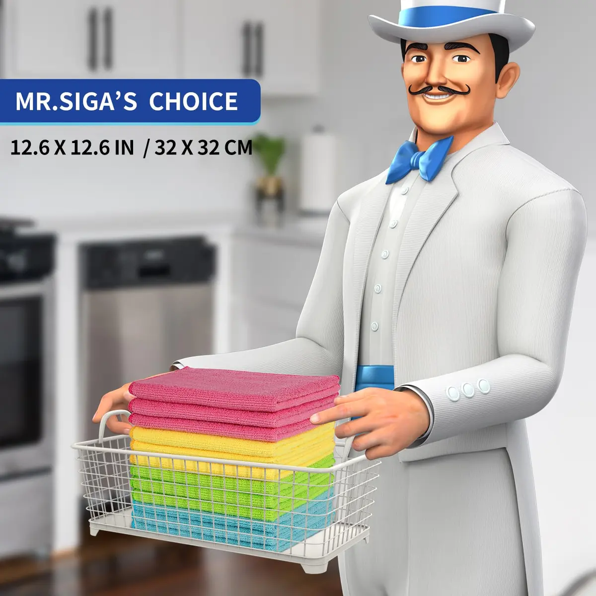 MR.SIGA Microfiber Cleaning Cloths, Streak Free Microfiber Towels, 12 Pack | 32x32cm (12.6x12.6") Assorted - view 2