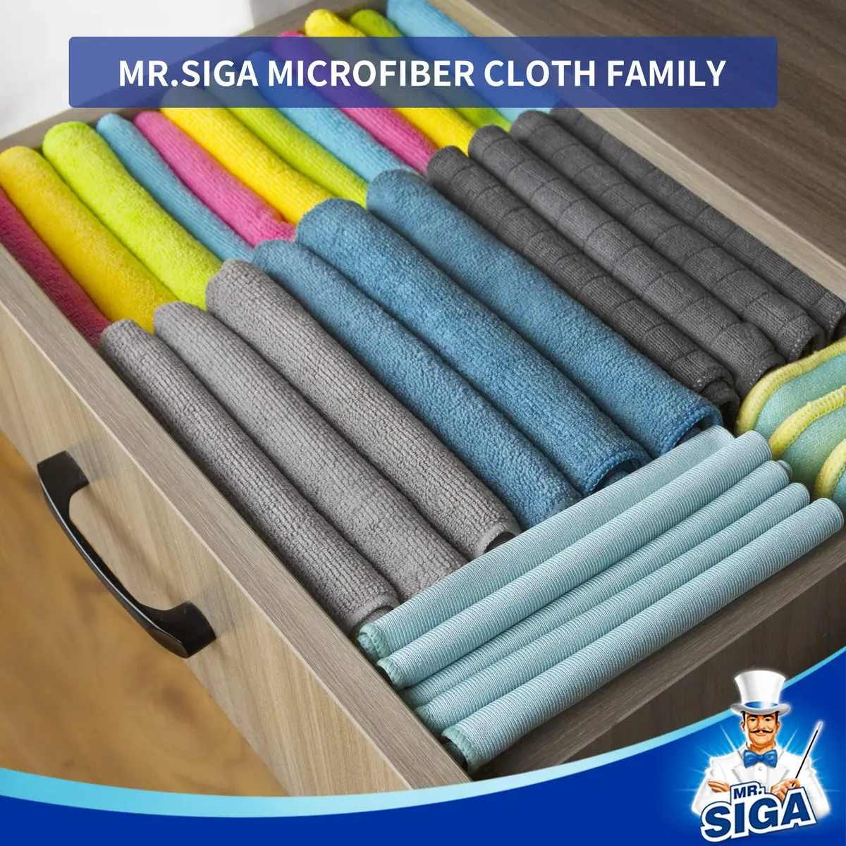 MR.SIGA Microfiber Cleaning Cloths, Streak Free Microfiber Towels, 12 Pack | 32x32cm (12.6x12.6") Assorted - view 3