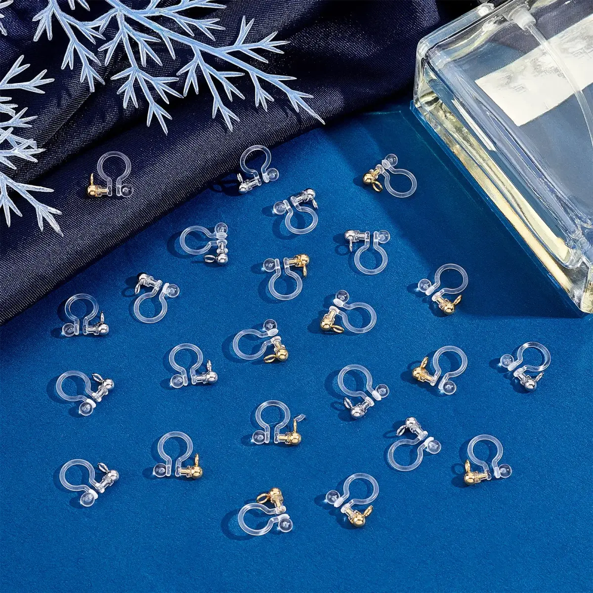 PH PandaHall 23pcs Transparent U Type Earring Converter Clips with Loops, Gold & Platinum - view 3