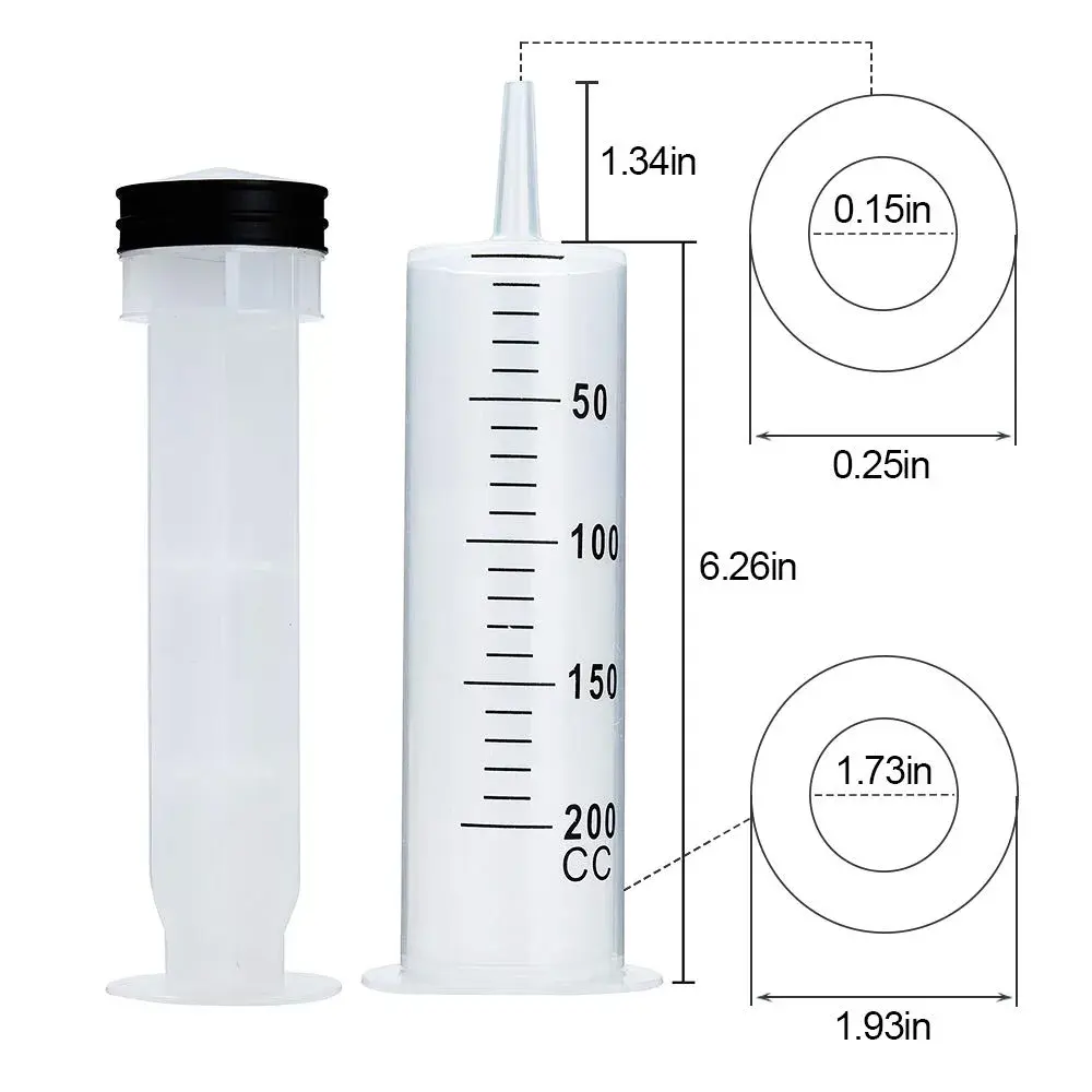 A AKRAF 200ml Syringe with 70cm Tube & Tip Adapter | Large Plastic Syringe for Labs & Refilling - view 4