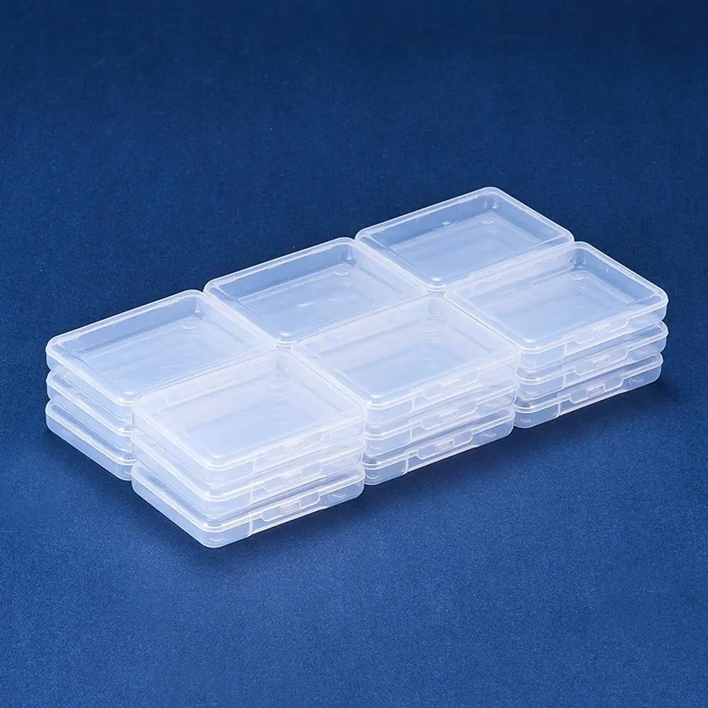 BENECREAT 18 Pack Clear Plastic Storage Containers 6.8cm x 5.2cm x 1.1cm | Stackable Drawer Organizers with Hinged Lid - view 4