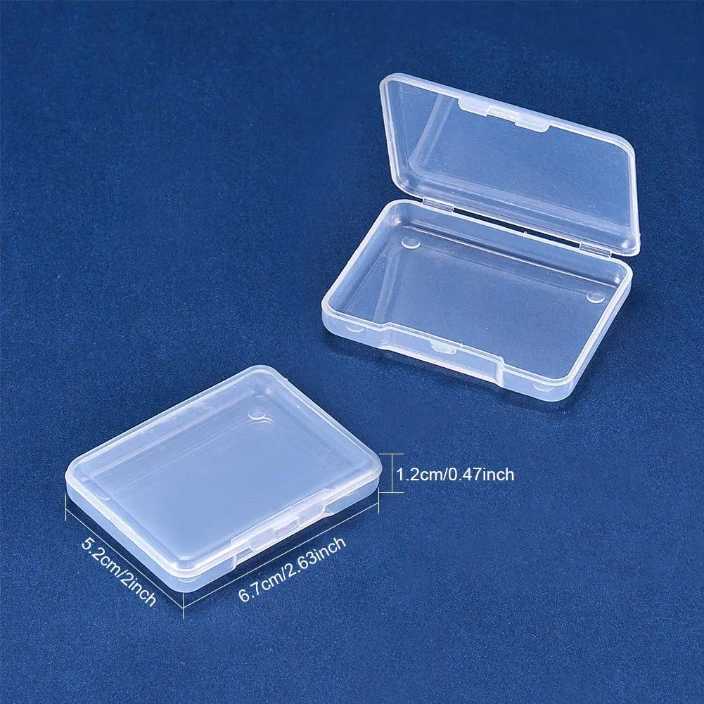 BENECREAT 18 Pack Clear Plastic Storage Containers 6.8cm x 5.2cm x 1.1cm | Stackable Drawer Organizers with Hinged Lid - view 3