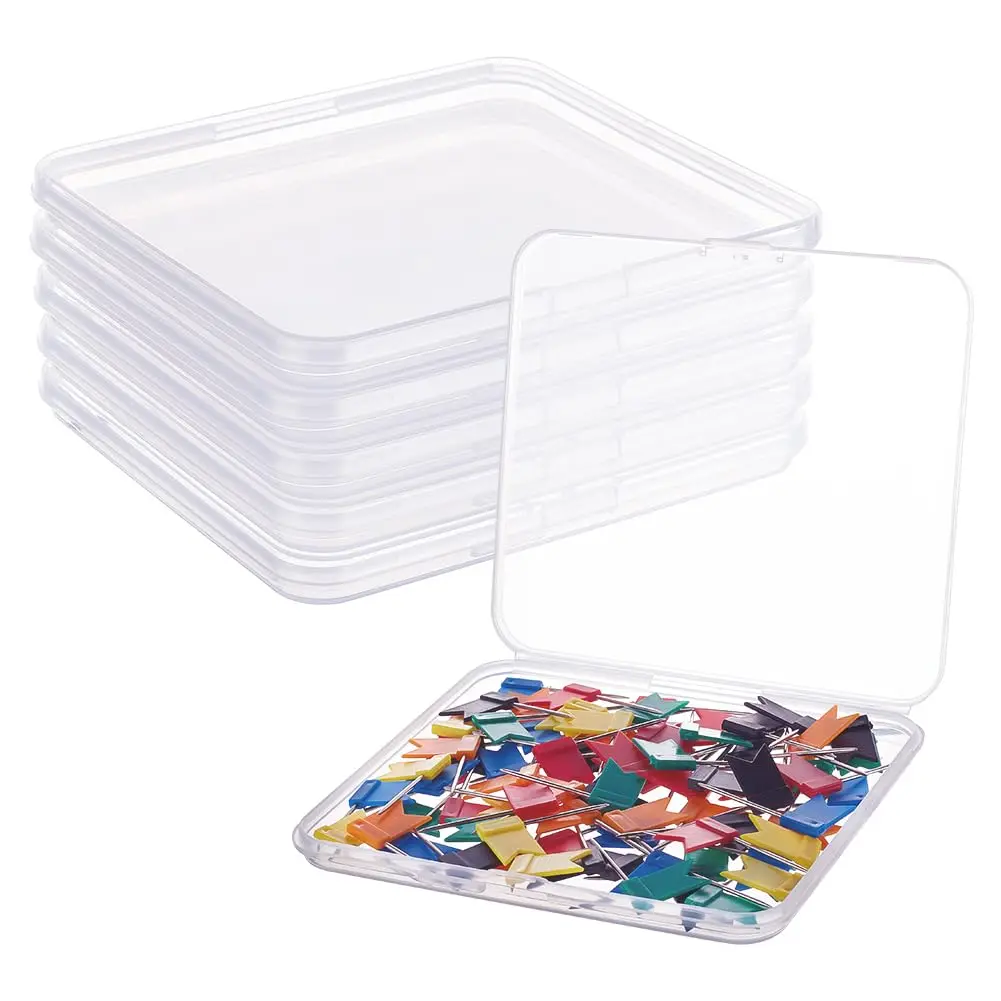 BENECREAT Clear Plastic Bead Storage Containers 6 Pack 12.5cm x 11.2cm x 1.1cm | Organizes Craft Supplies for India - main product image
