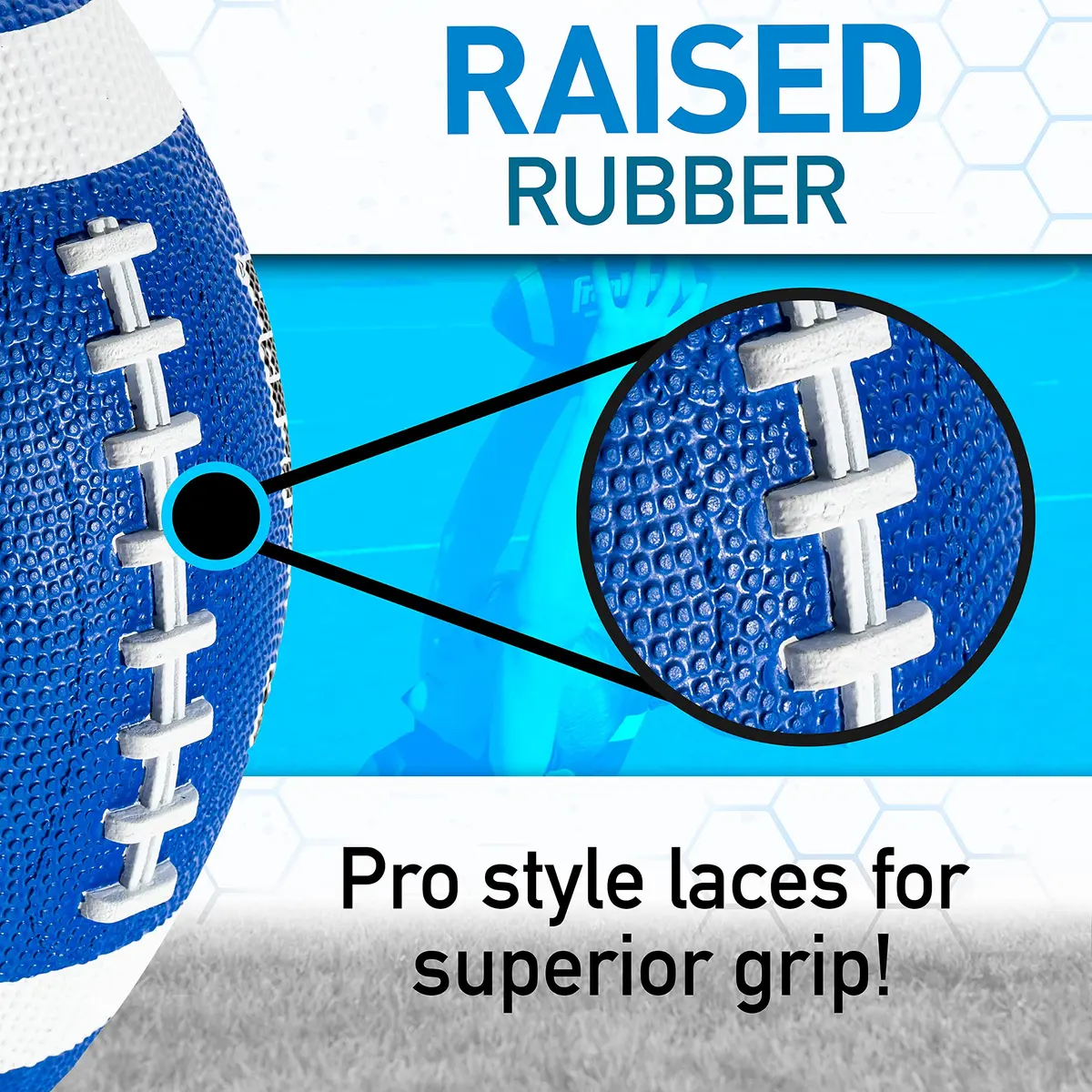 Franklin Sports Grip-Rite 100 Junior Football - Blue | Official Junior Size 10" x 6" Rubber Ball - view 4