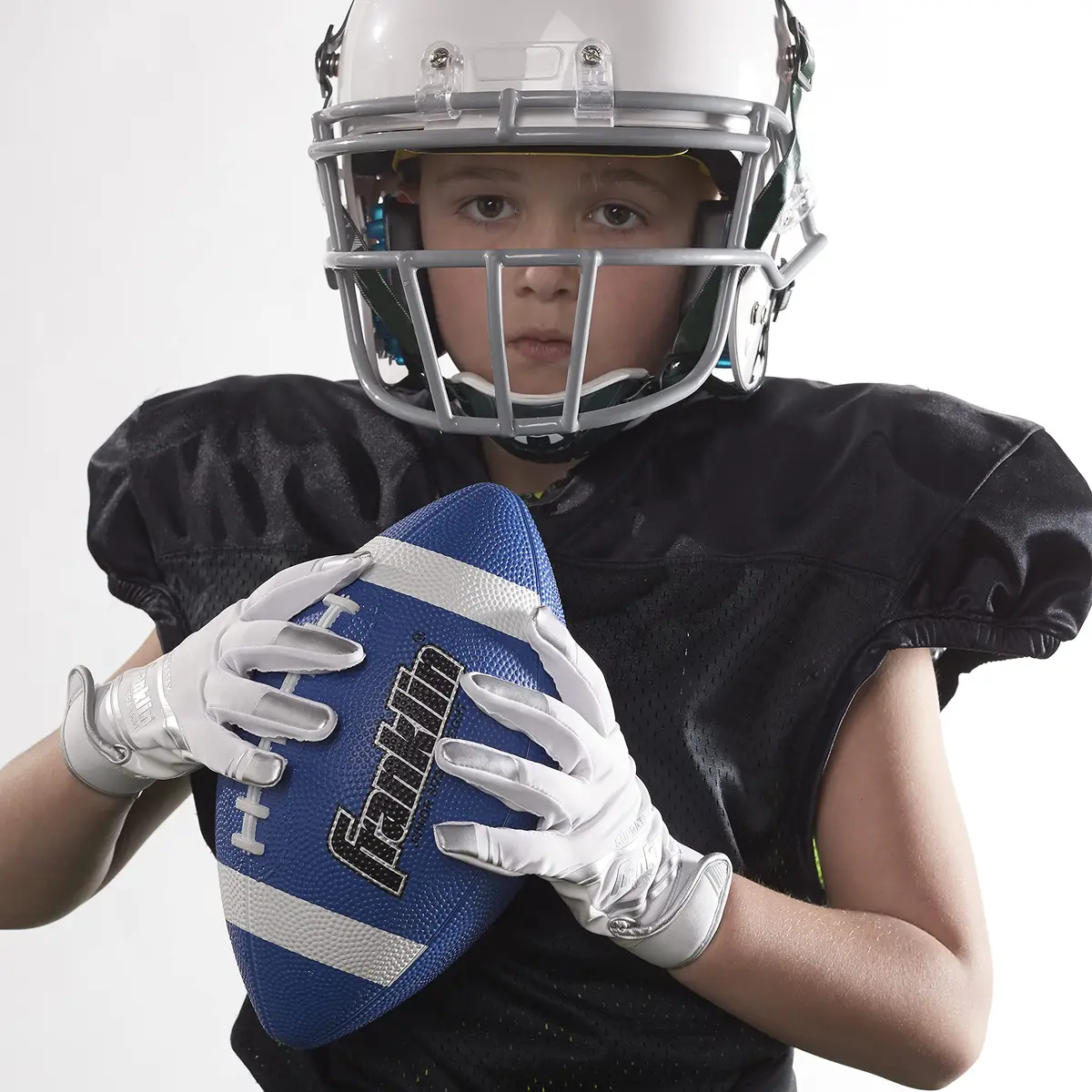 Franklin Sports Grip-Rite 100 Junior Football - Blue | Official Junior Size 10" x 6" Rubber Ball - view 7