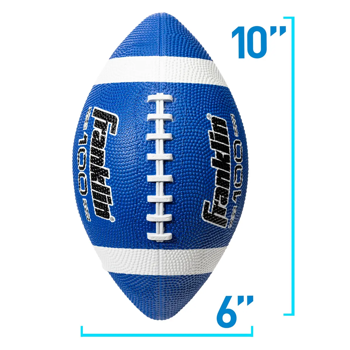Franklin Sports Grip-Rite 100 Junior Football - Blue | Official Junior Size 10" x 6" Rubber Ball - view 3