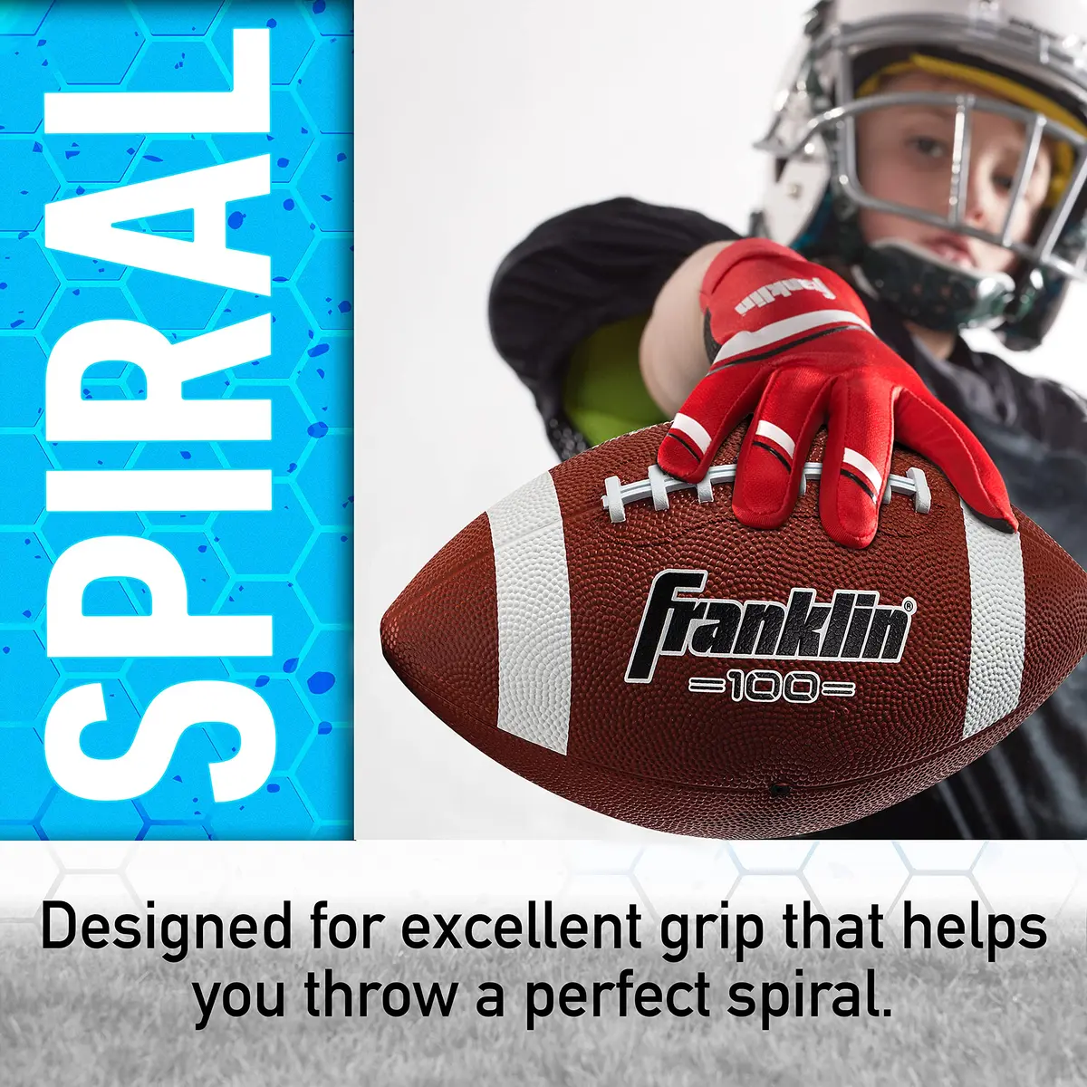 Franklin Sports Grip-Rite 100 Junior Football 10" x 6" | Official Junior Size for Kids - view 5