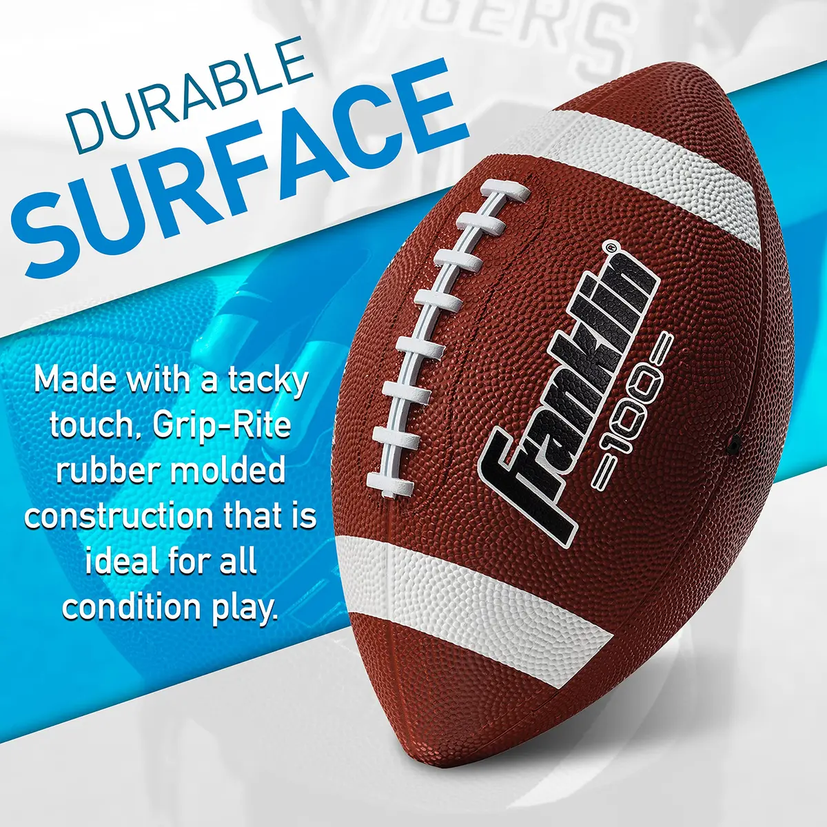 Franklin Sports Grip-Rite 100 Junior Football 10" x 6" | Official Junior Size for Kids - view 2