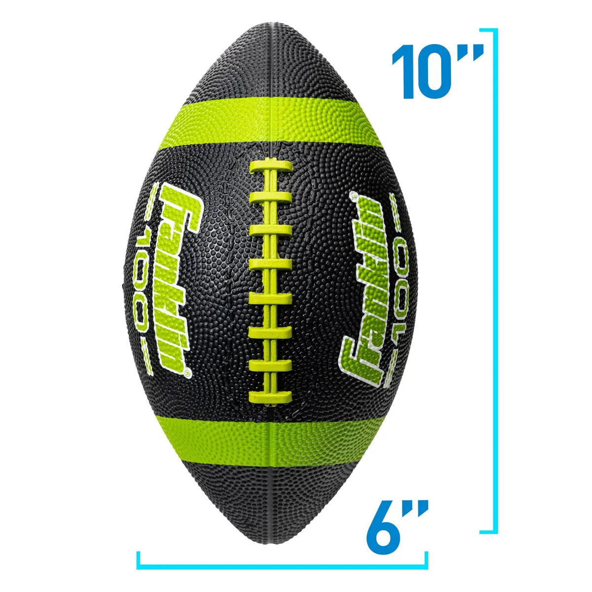 Franklin Sports Grip-Rite 100 Junior Football - Lime | Official Junior Size 10" x 6" Rubber Ball - view 6