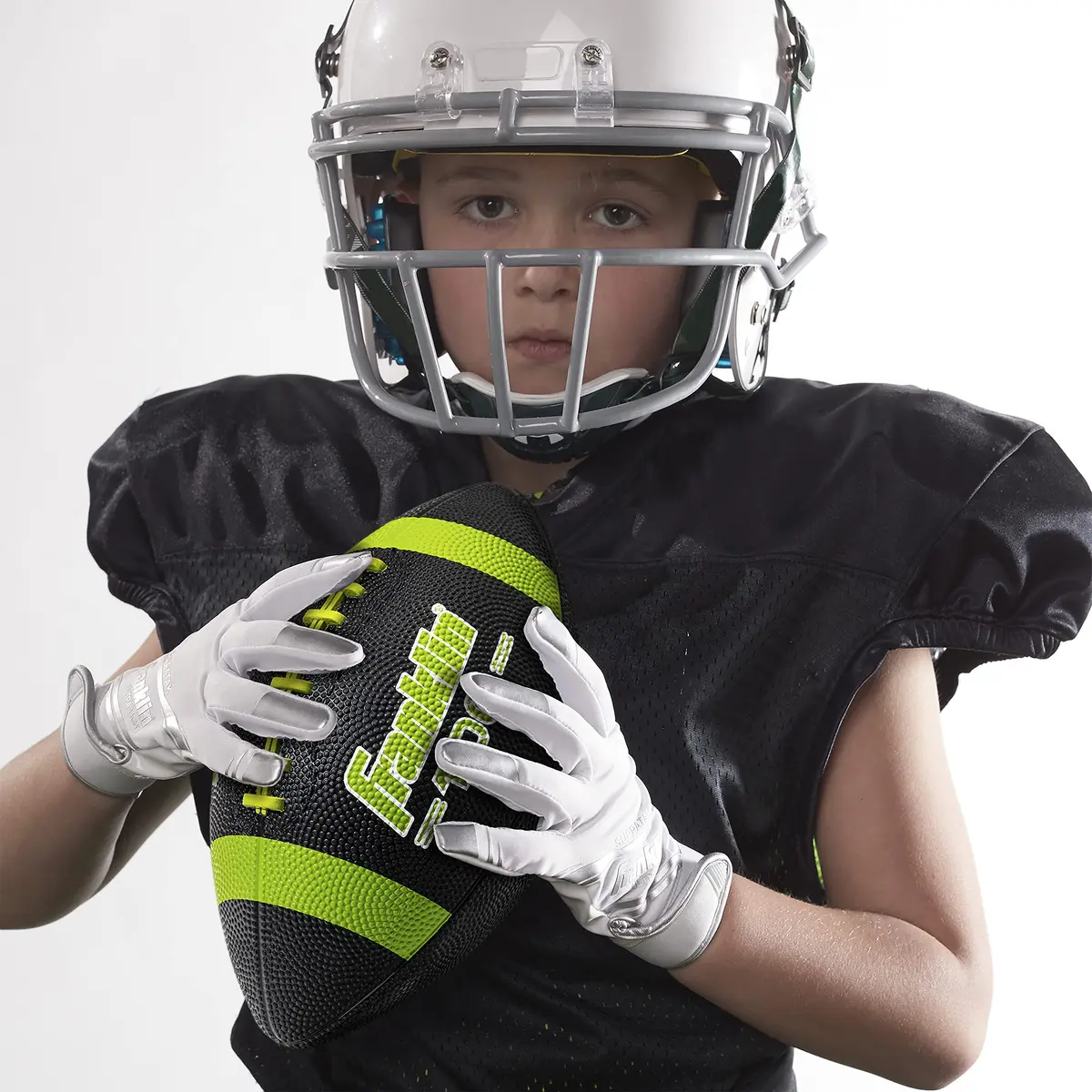 Franklin Sports Grip-Rite 100 Junior Football - Lime | Official Junior Size 10" x 6" Rubber Ball - view 7