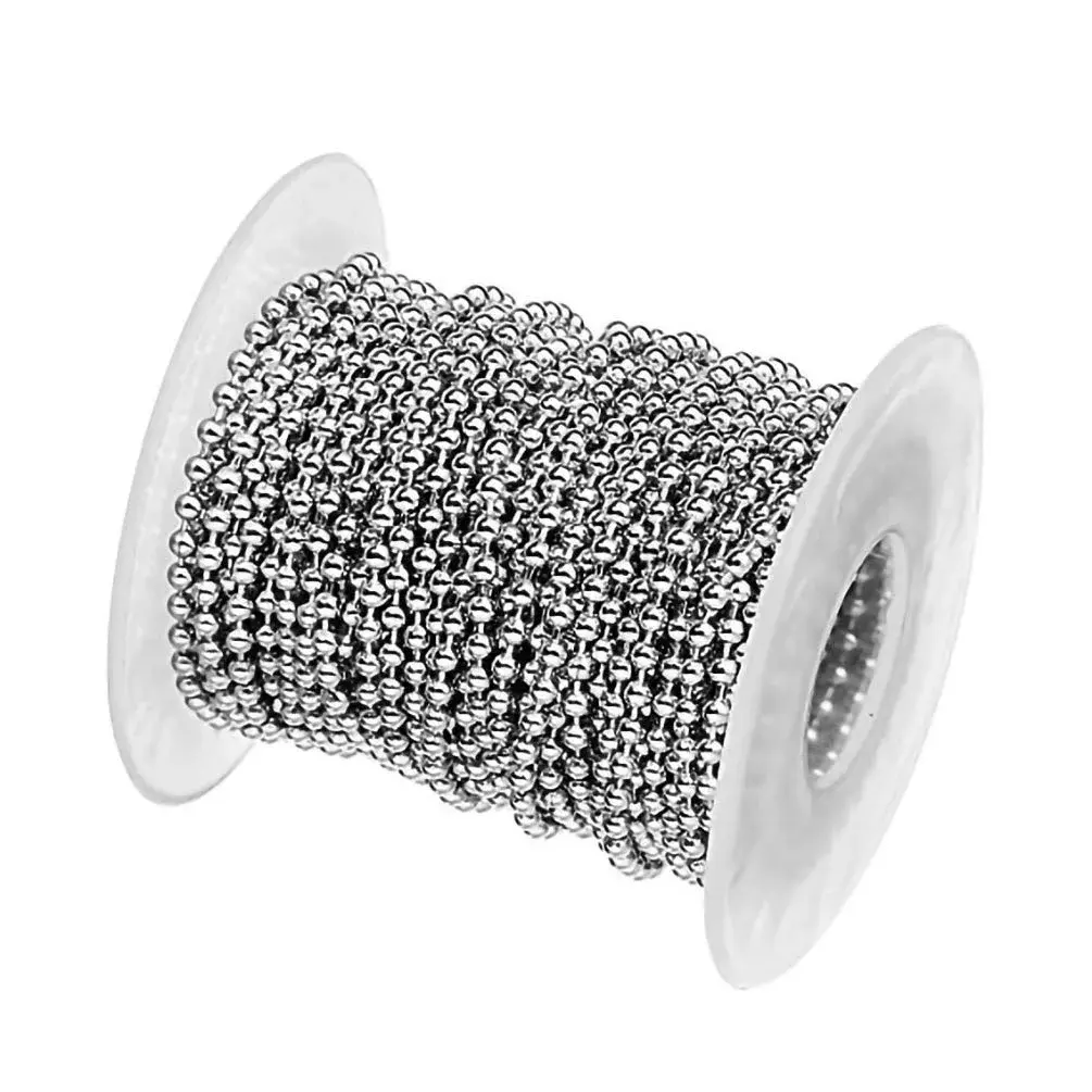 Tiparts Stainless Steel Ball Chains with Connectors, 3mm Width, 30 Feet Roll | Silver Finish - view 2