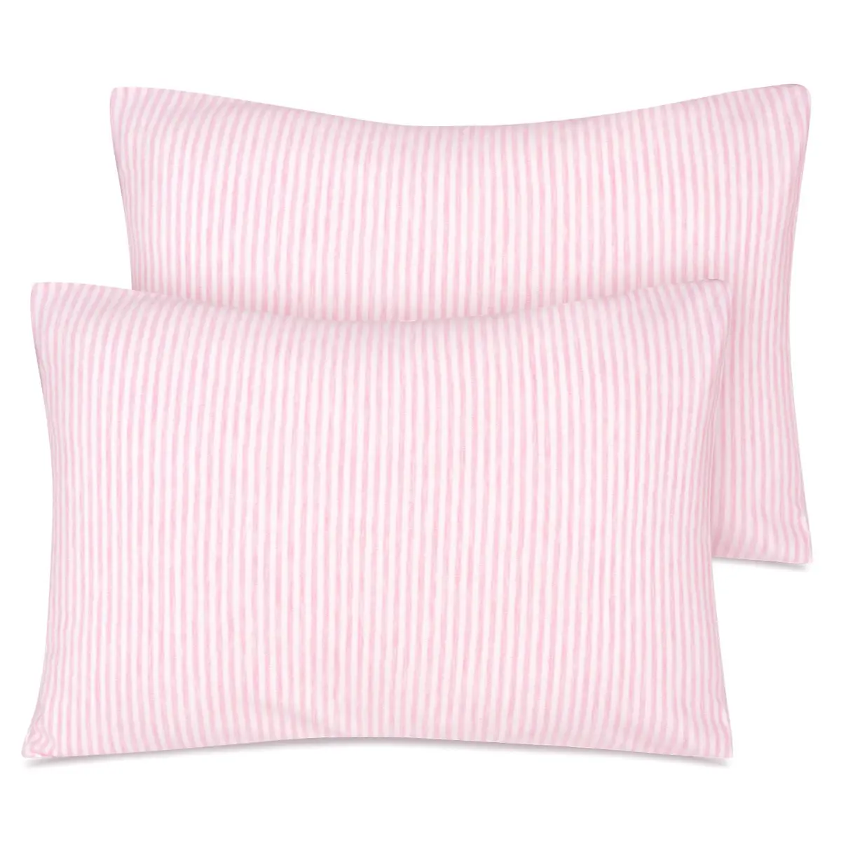 Zenssia Organic Cotton Toddler Pillow Case 33x46 cm (13x18 Inches), 2 Pack Pink Stripe | Soft & Breathable for Baby - main product image