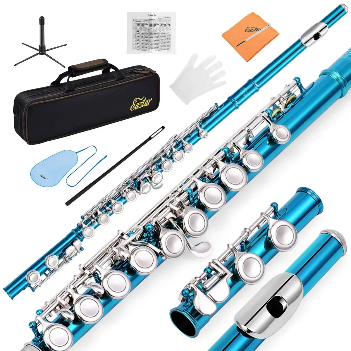 Eastar EFL-1SB 16-Key Closed Hole C Flute Kids Beginner, Sky Blue Full Kit | Easy to Play for Beginners - main product image
