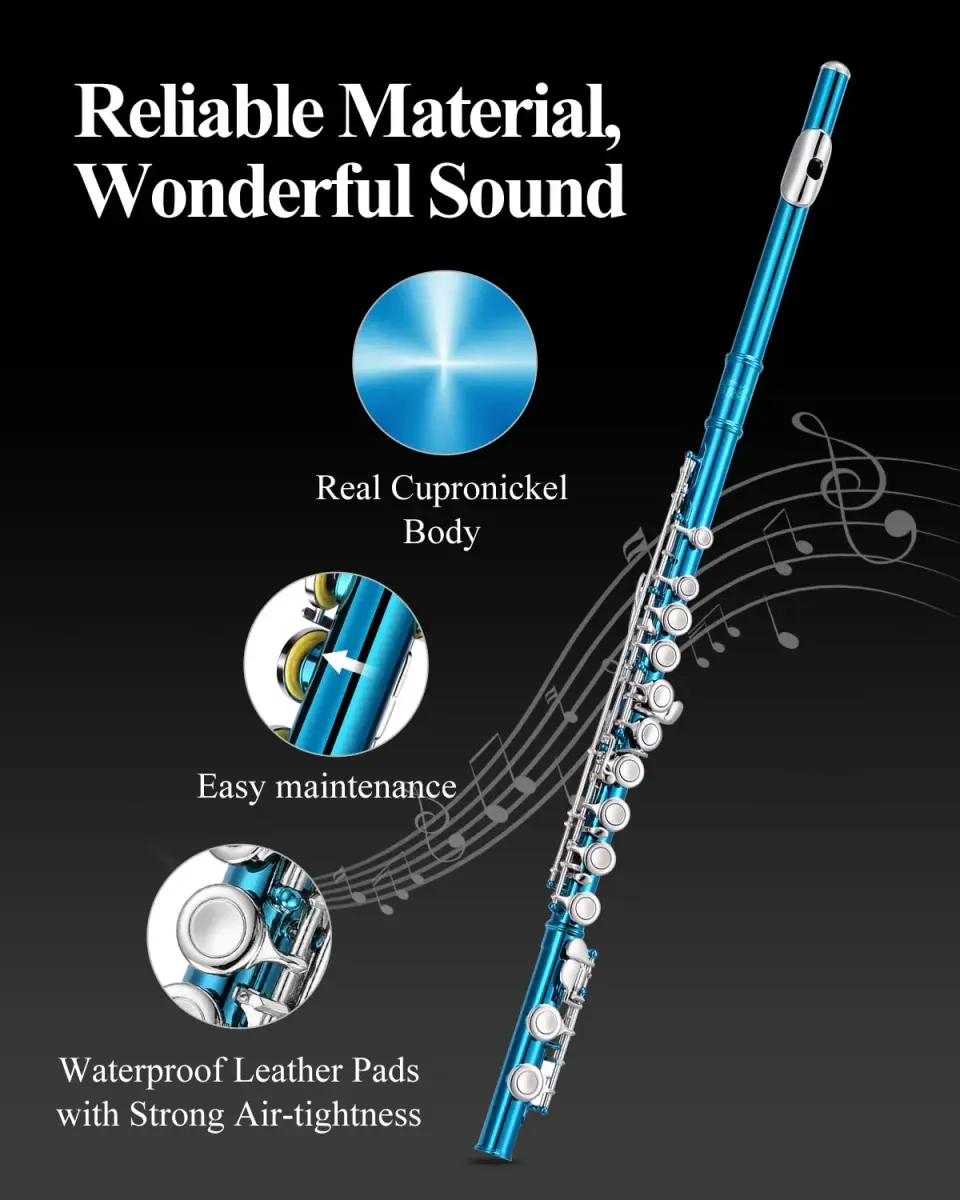 Eastar EFL-1SB 16-Key Closed Hole C Flute Kids Beginner, Sky Blue Full Kit | Easy to Play for Beginners - view 5