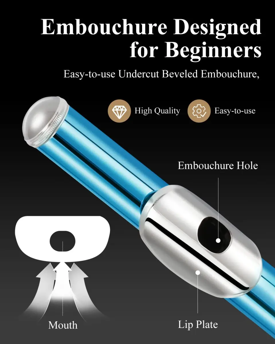 Eastar EFL-1SB 16-Key Closed Hole C Flute Kids Beginner, Sky Blue Full Kit | Easy to Play for Beginners - view 2