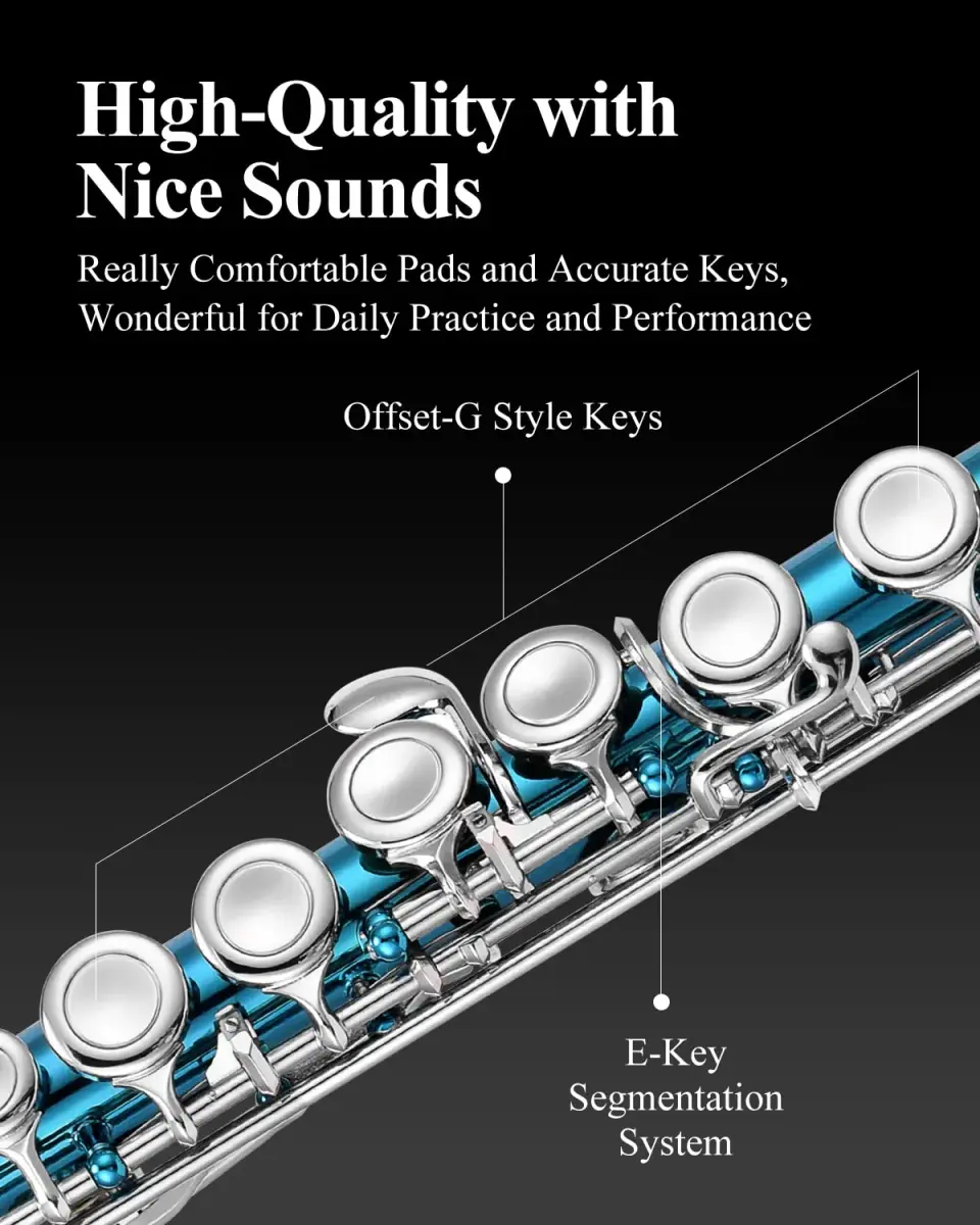 Eastar EFL-1SB 16-Key Closed Hole C Flute Kids Beginner, Sky Blue Full Kit | Easy to Play for Beginners - view 3