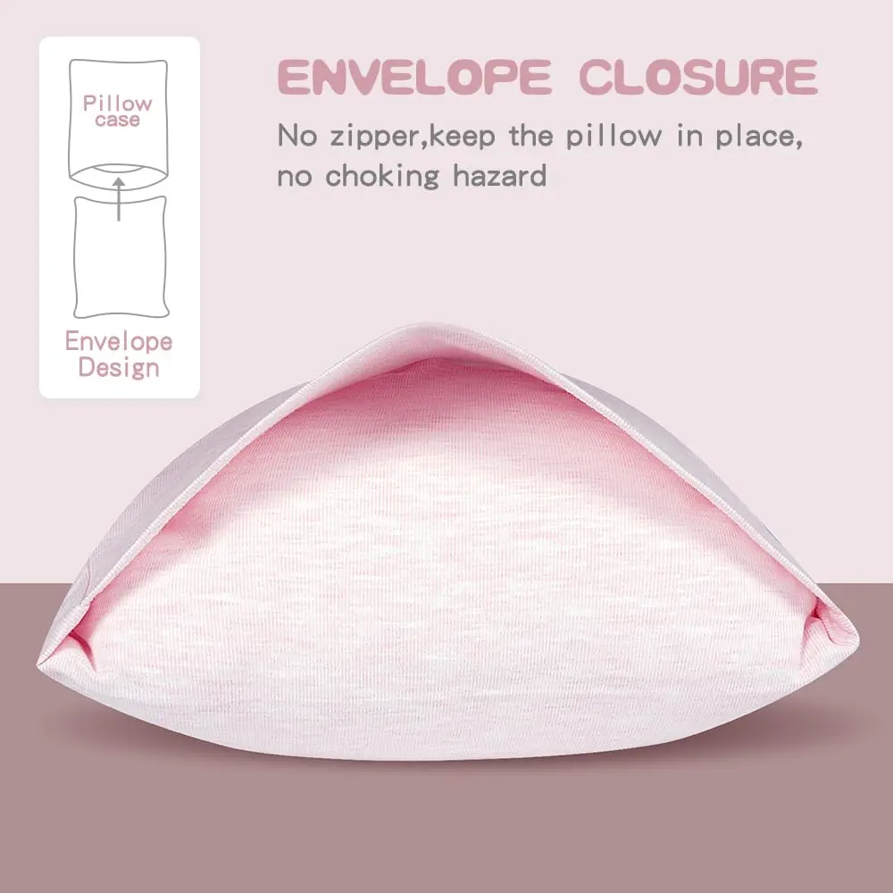 Zenssia Organic Cotton Toddler Pillow Case 13x18 Inches (33x46 cm), 2 Pack, Pink | Soft & Breathable for Baby & Toddler Sleep - view 3