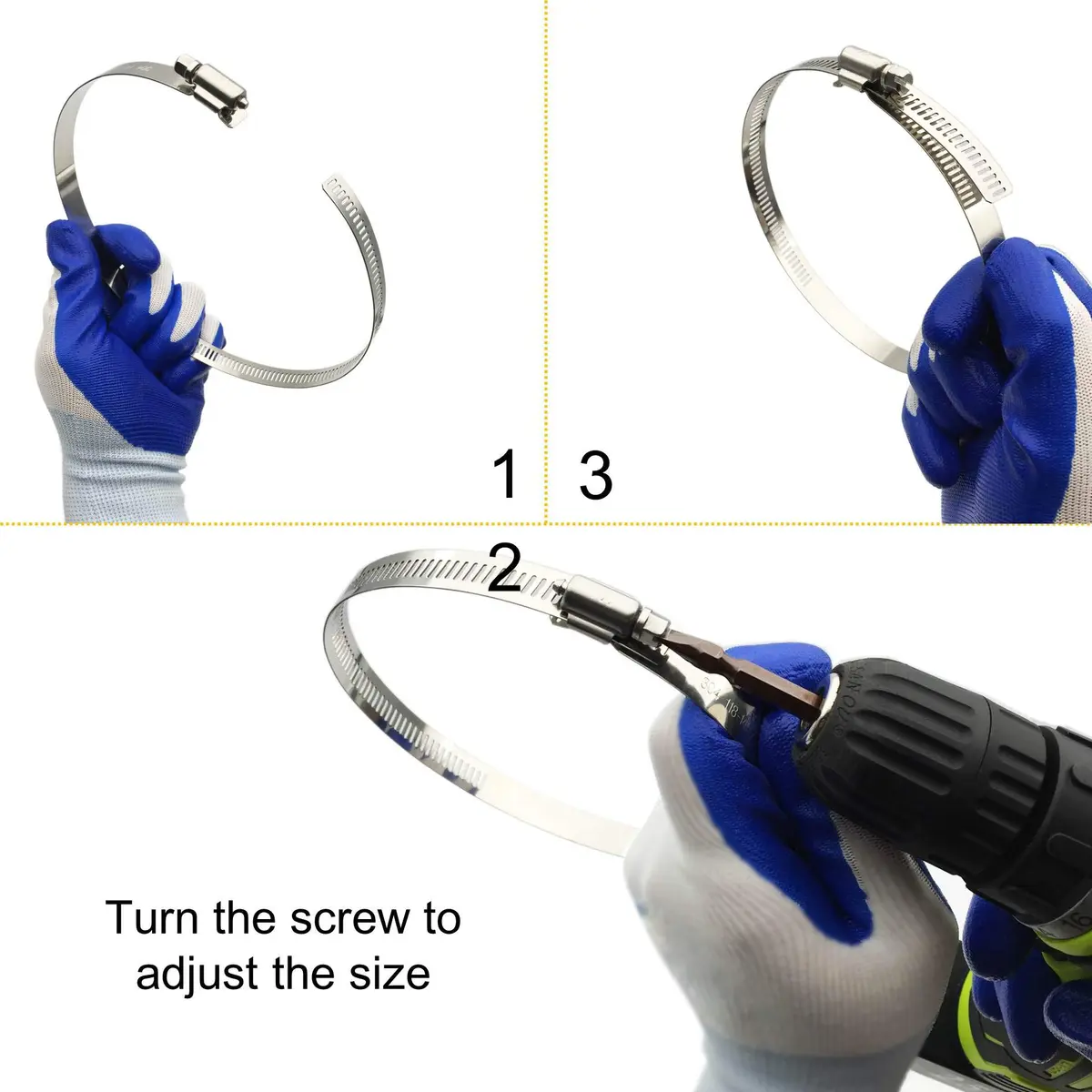 EesTeck 4 Inch 304 Stainless Steel Hose Clamps (4-Pack) | Worm Drive Adjustable Duct Clamps - view 5