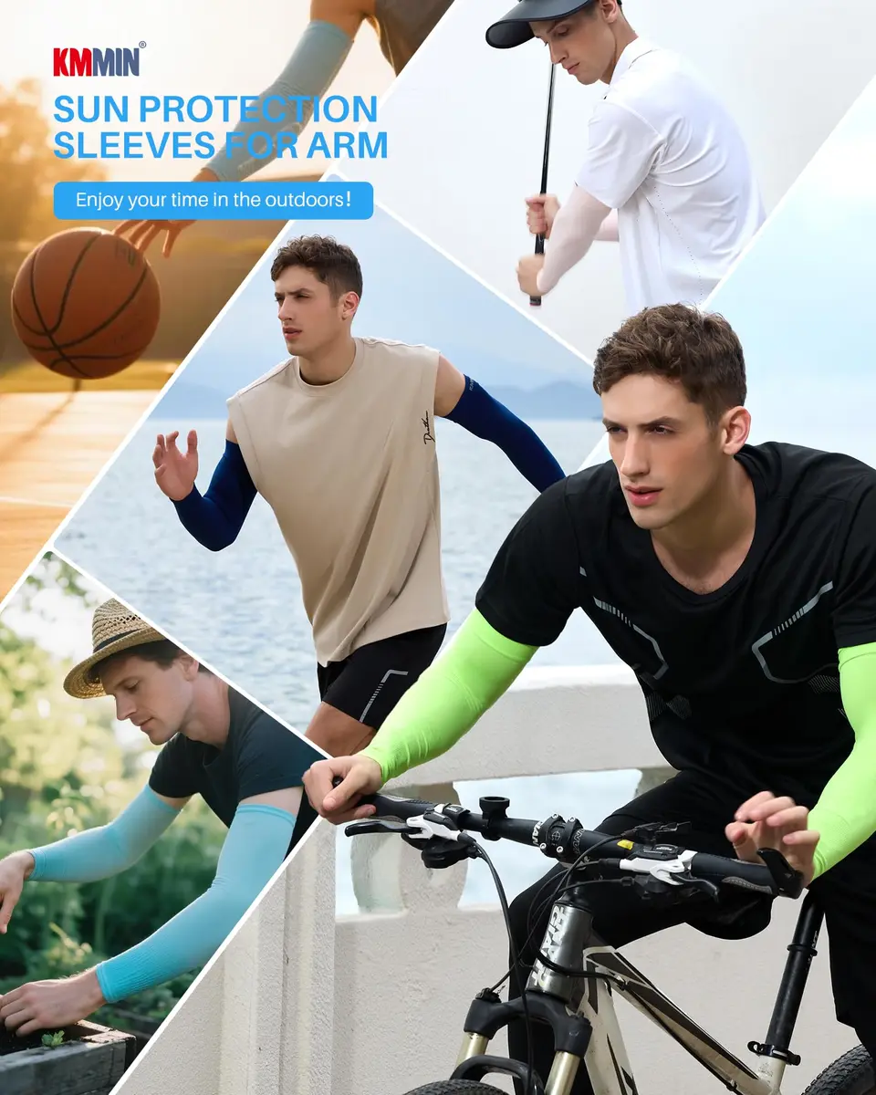 KMMIN Black Arm Sleeves UPF 50+ UV Protection | Cooling & Breathable for Men & Women (2-Pack) - view 7
